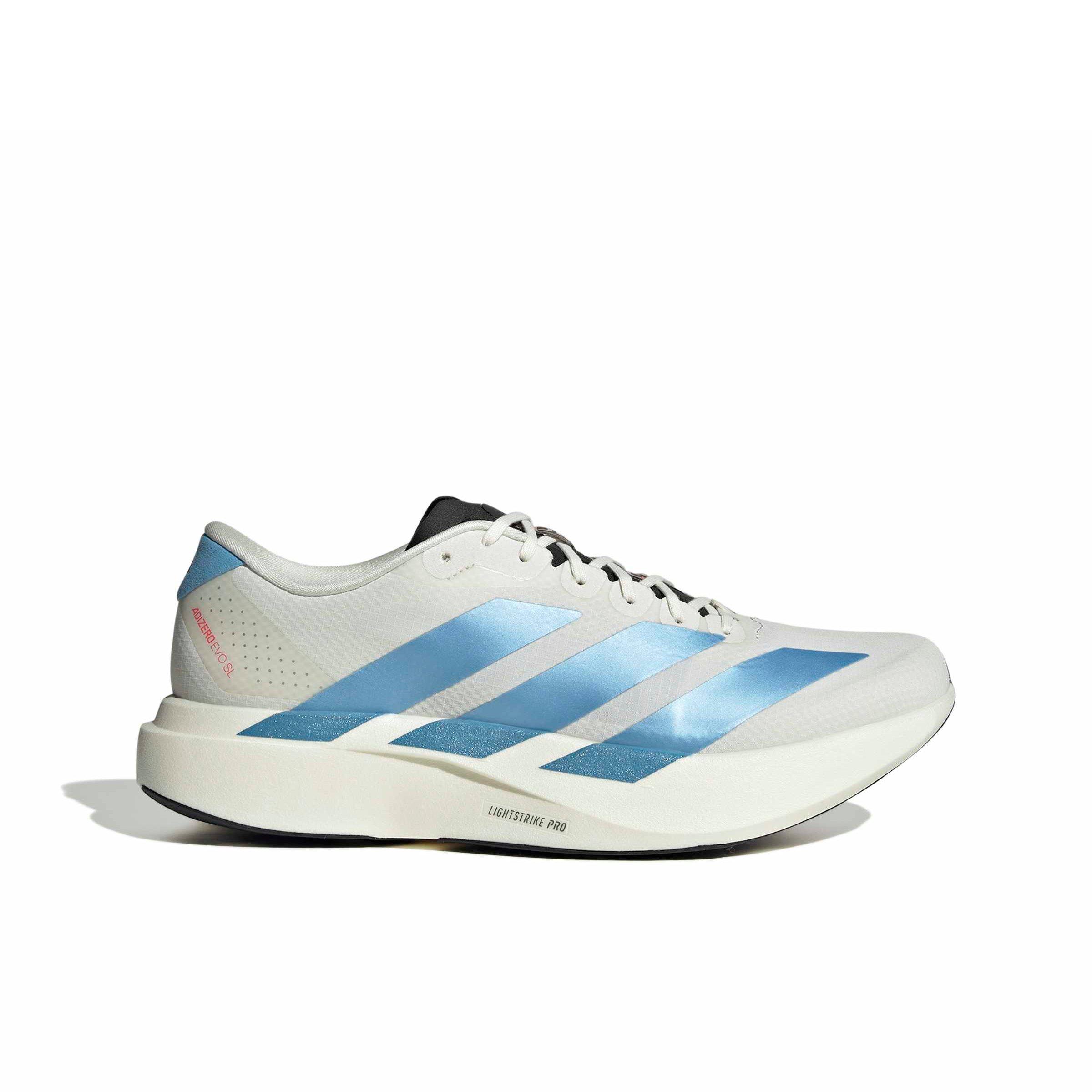 adidas Adizero EVO SL "Off White/Light Blue/Bright Red" Men's Running Shoe - OFF WHITE/LT BLUE/RED
